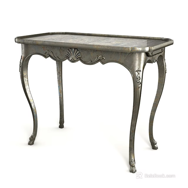 Vintage Dressing Table With Carved Metal Legs And Elegant Marble Top Design 3d model 