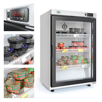 Transparent Glass Door Freezer With Canned Food Storage And Digital Temperature Control 3d model