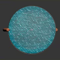 Transparent Globe Model With Blue Liquid Interior And Red Metal Stand