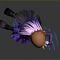 Game And Movie Character With Reddish Brown Hair In Purple Dress On Blue Zigzag Cube