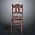 Traditional Wooden Chair With Carved Backrest Circular Patterns Solid Seat And Sturdy Legs