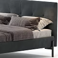 Modern Upholstered Double Bed Frame With Gray Bedding And Decorative Pillows 3d model