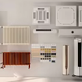 Different Types of Air Conditioner Fans With Various Radiators and Color Options on