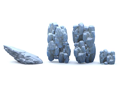 Natural Stone And Wood Decorative Pieces With Different Sizes And Natural Textures 3d model