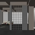 Modern Entrance Hallway Interior Design With Glass Grid Partition And Light Shadow Effects