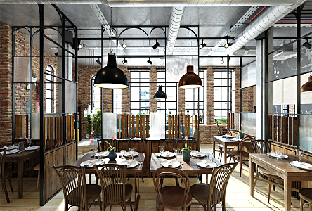 INDUSTRIAL LOFT RESTAURANT 3d model