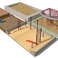 Outdoor Playground Equipment With Sandpit Climbing Net Slide And Sand Area