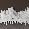 Modern White Mountain Design Wall Decor with 3D Texture on Gray Wall 3d model
