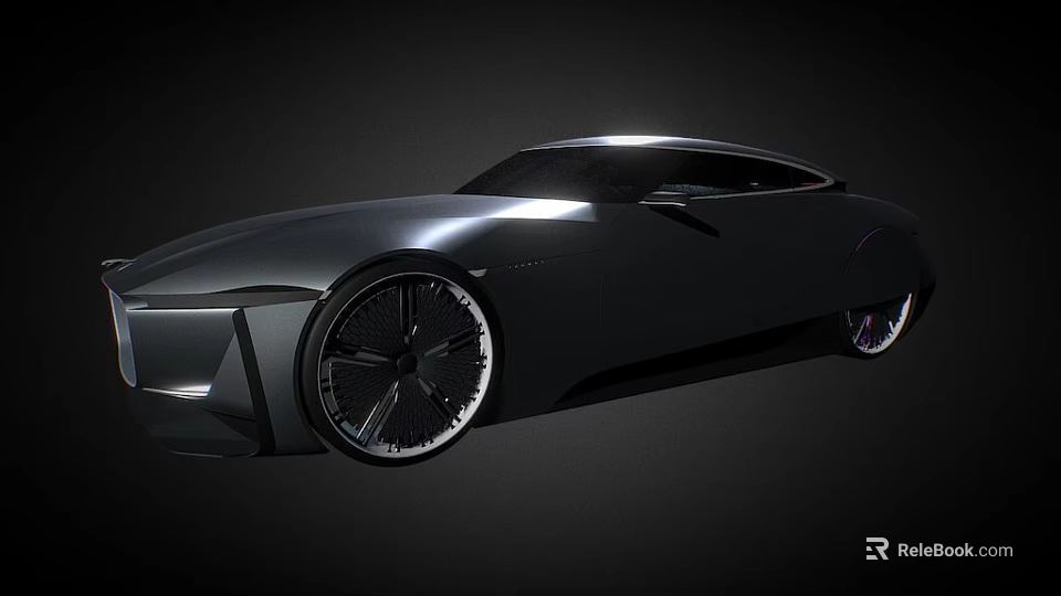 Sleek Black Sports Car With Futuristic Design And Large Alloy Wheels 3d model 