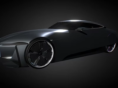 Sleek Black Sports Car With Futuristic Design And Large Alloy Wheels 3d model