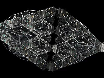 Modern sci-fi future scene 3d model