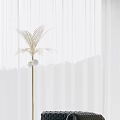 Modern Living Dining Room Interior With White Sofa Table Pendant Light Large Windows And Curtains