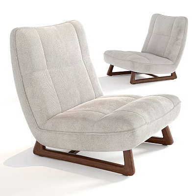 Single Sofa Light Gray Fabric Upholstered With Wooden Legs Modern Minimalist Design 3d model