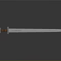 Blue Medieval Sword With Wooden Handle And Sharp Polished Blade