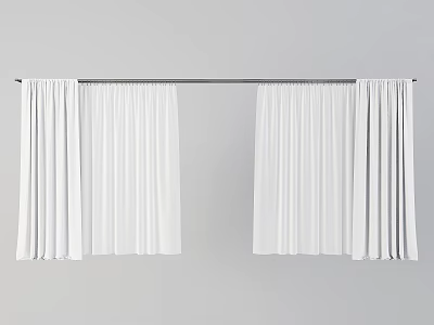 Minimalist White Curtains with Lightweight Fabric for Modern Home Window Decor Design 3d model