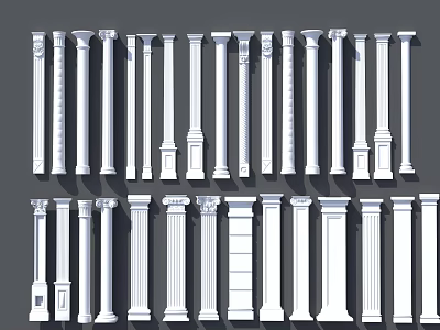 Ornate Roman Columns With Various Architectural Styles And Design Details 3d model