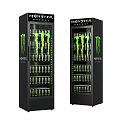 Monster Energy Beverage Refrigerators with Glass Doors Black Design Green Logo and Filled Drink Cans