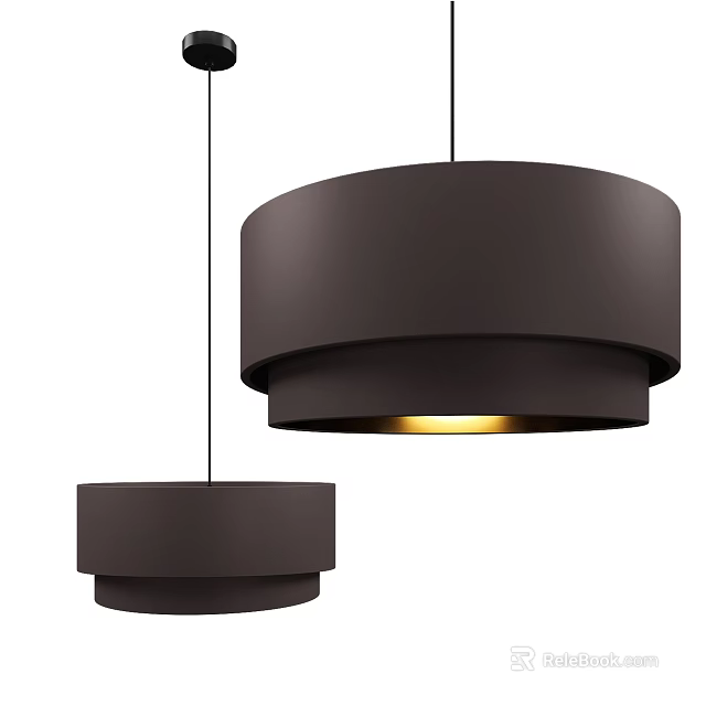 Modern Brown Circular Pendant Lights With Double Layer Design And Warm Illumination 3d model