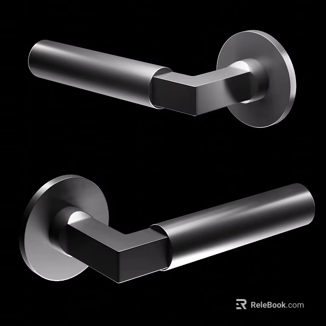 Modern Stainless Steel Door Handle With Sleek Design And Round Base 3d model 