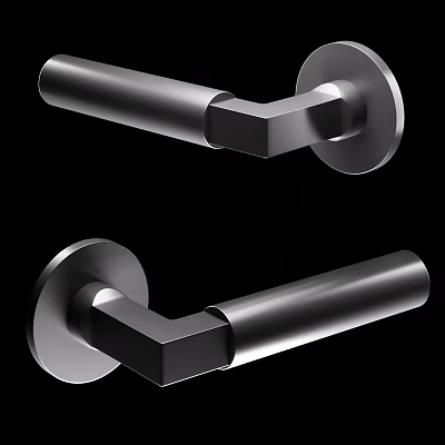Modern Stainless Steel Door Handle With Sleek Design And Round Base 3d model