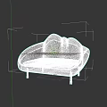 White Cloud Shaped Two Seater Sofa With Light Colored Cushion And Wooden Legs