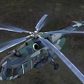 Military Camouflage Helicopter Flying Over Wooded Area With Extended Landing Gear