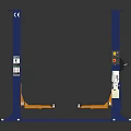 Two Post Car Lift With Blue Frame Orange Arms And Control Panel For Automotive Repair