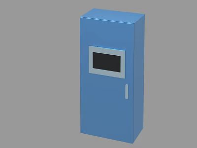 Blue Industrial Control Cabinet With Display Screen And Door Handle For Industrial Use 3d model