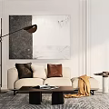 Modern Multiplayer Sofa Double Sofa Floor Lamp Coffee Table 3d model