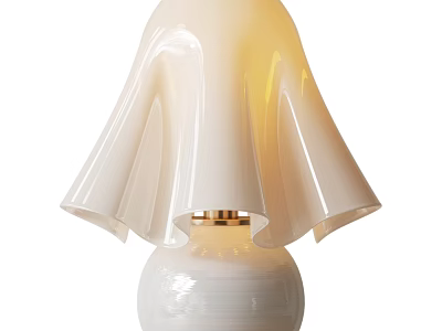 Modern White Table Lamp With Pleated Lampshade And Ceramic Base Golden Accent 3d model