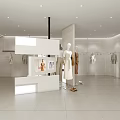 Modern Clothing Store Interior With Mannequins Wearing Dresses And Hanging Clothes Racks