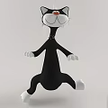 Playful Cartoon Reptile Character With Black Body White Paws And Red Nose Standing