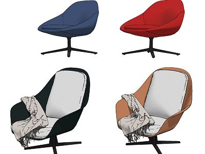 Modern office chair flannel office chair leisure chair combination 3d model