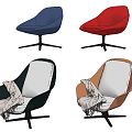 Modern office chair flannel office chair leisure chair combination 3d model