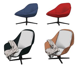 Modern office chair flannel office chair leisure chair combination 3d model