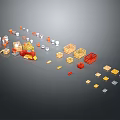 Decorative Ornament Set With Multicolored Geometric Shapes Stacked Design And Scattered Arrangement