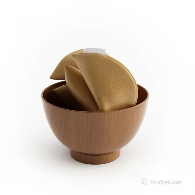 Dinnerware Set With Wooden Bowl And Golden Dumplings For Elegant Table Setting 3d model 