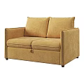 Comfortable Yellow Fabric Two Seater Sofa With Modern Design And Cushions 3d model
