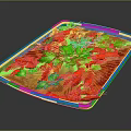 Fresh Red Crayfish Topped with Green Parsley Served on White Rectangular Tray 3d model