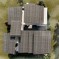 Modern Vacation Home With White Exterior Large Windows Arched Design Palm Trees And Stone Pathway