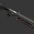 Black Tactical Shotgun With Extended Magazine Barrel Grip And Red Ammunition