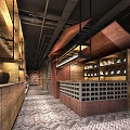 Elegant Restaurant Interior With Round Dining Table Light Chairs Woven Ceiling And Ink Painting Wall
