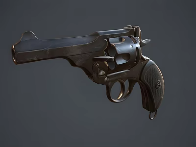Vintage Black Revolver Weapon With Metallic Finish Textured Grip And Classic Design 3d model