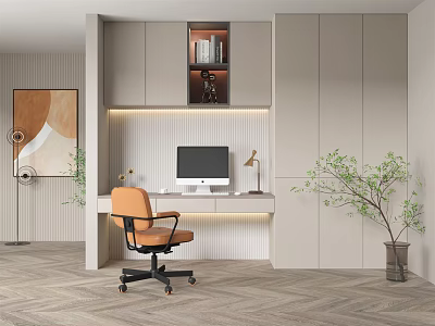 Modern Desk Chair Desk Chair Combination Wardrobe 3d model