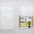 White Sheer Ruffled Curtains With Light Filtering Design For Home Window Decor 3d model