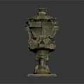 Pair of Bronze Crane Shaped Sculptures with Decorative Lids and Square Bases