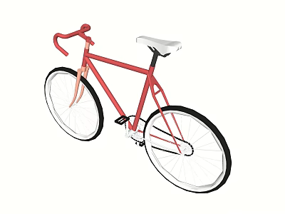 Stylish Red Bicycle With White Seat Curved Handlebars Black Tires And White Rims 3d model