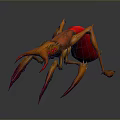 Red Orange Insectoid Creature Character With Multiple Legs Large Pincers And Sharp Claws 3d model