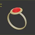 Elegant Silver Ring With Red Gemstone And White Decorative Accents