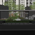 Modern High Rise Residential Landscape With Circular Greenery Entrance Trees And Architectural Design